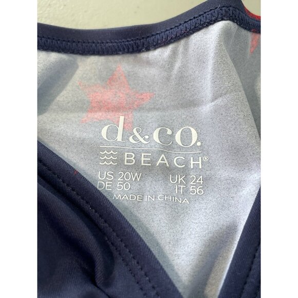 Denim and Co Beach Handkerchief Hem Tankini Size 20W Navy Star Patriotic Resort - Picture 4 of 10